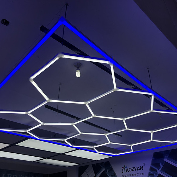 Customized Color Purple Blue Pink Led Honeycomb hexagon hex-grid Light Ceiling Detailing Lamp