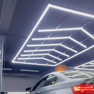 Customized voltage and power linkable garage shop lights hexagonal led strip garage panel linear light