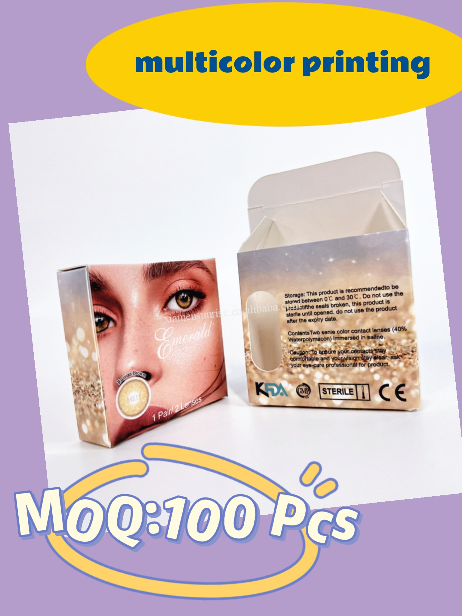 LOGO Printed Contact Lenses Paper Box Color Contact Lens box Paper cosmetic contact lenses package