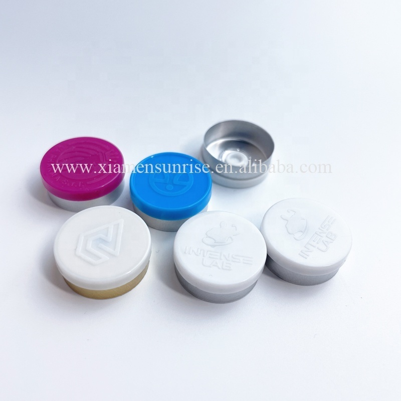 Custom logo embossed injection or Infusion Used vial flip-off Medical Aluminum Plastic Flip Up Vial Cap