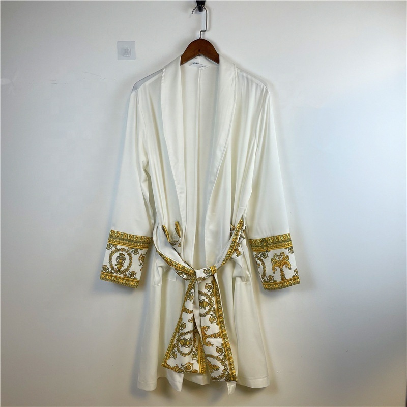 Christmas Pajamas Elegant Sleepwear Satin Nightgown Women's Sleep Luxury Brand Pure Cotton Jacquard Allure Bathrobe For Men's