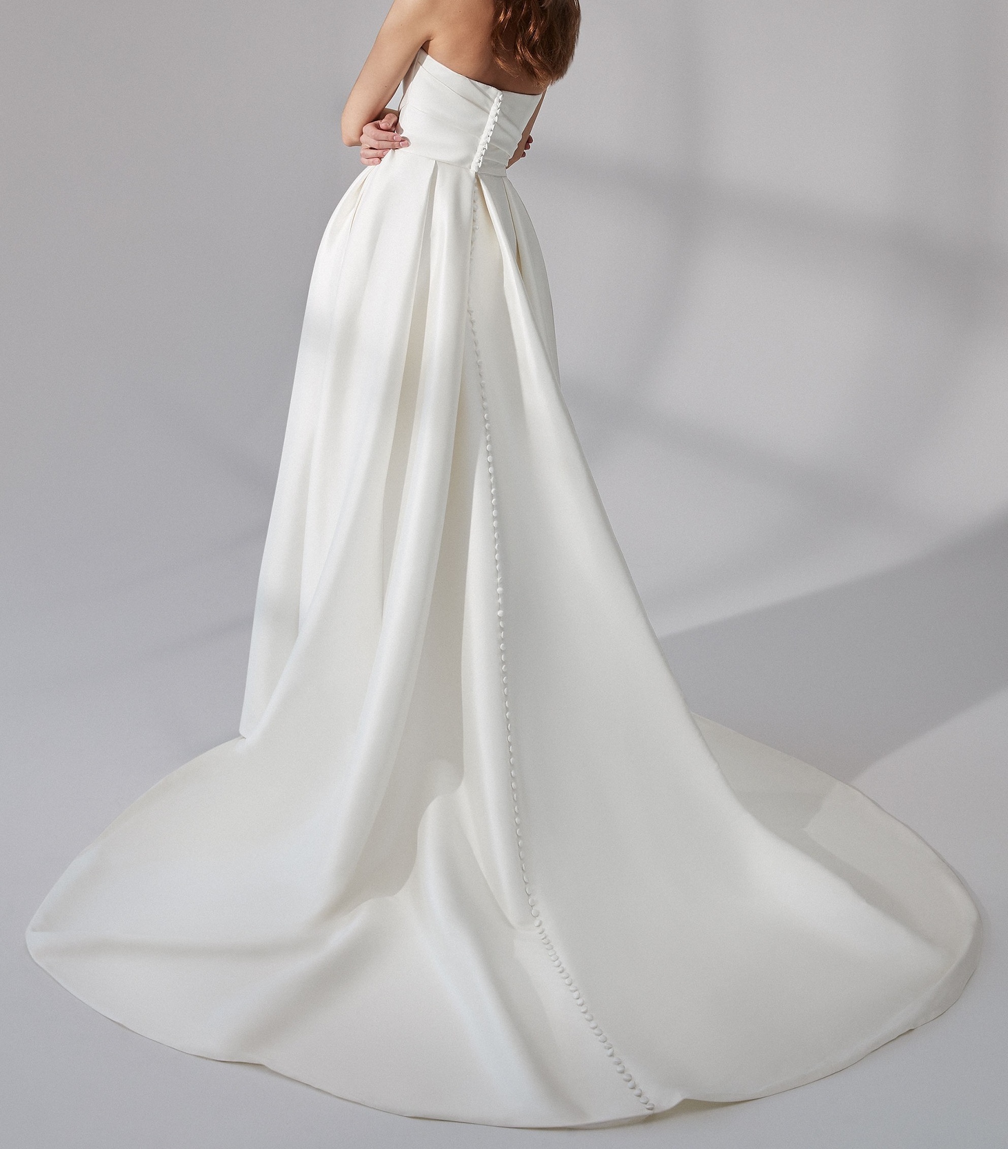 Wedding Dresses Simple Strapless Strech Mikado Gown With Asymmetric Pleating And Slit Backless Wedding Dresses For Women