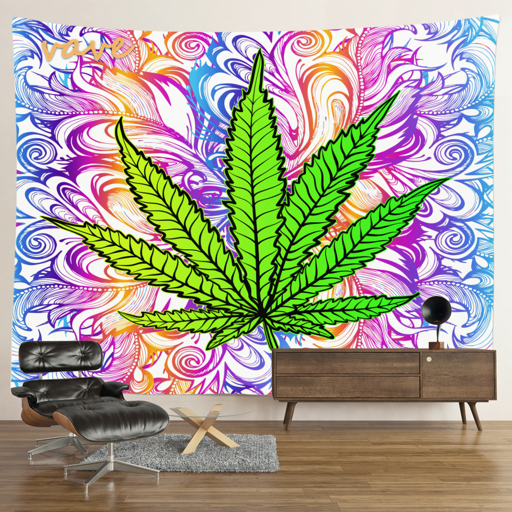 Hemp Leaf Wall Hanging Bedroom Tapestry Background Gossip Tapestries Hippie Wall Rugs Dorm Decor Tapestry Room Decor