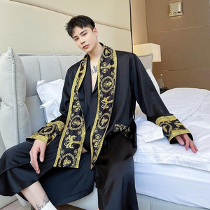 Christmas Pajamas Elegant Sleepwear Satin Nightgown Women's Sleep Luxury Brand Pure Cotton Jacquard Allure Bathrobe For Men's