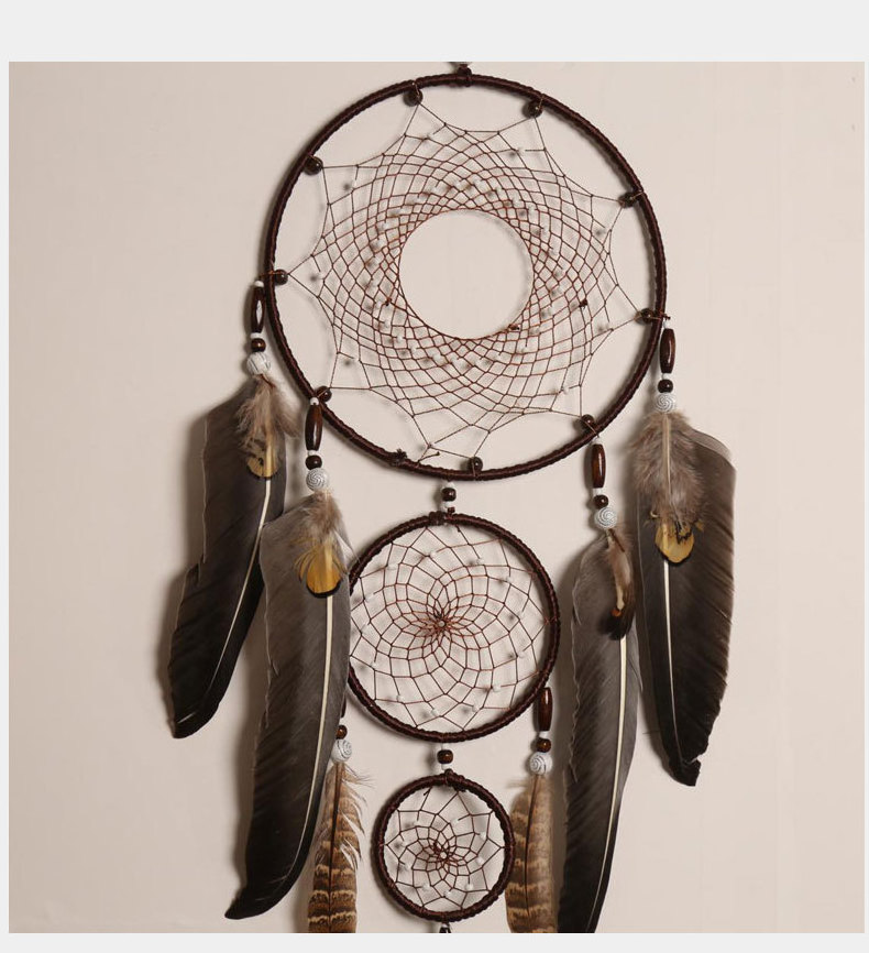 Dream Catcher Coffee Three Ring Large Dream Catcher Home Decoration Wall Hanging Feather Dream Catcher