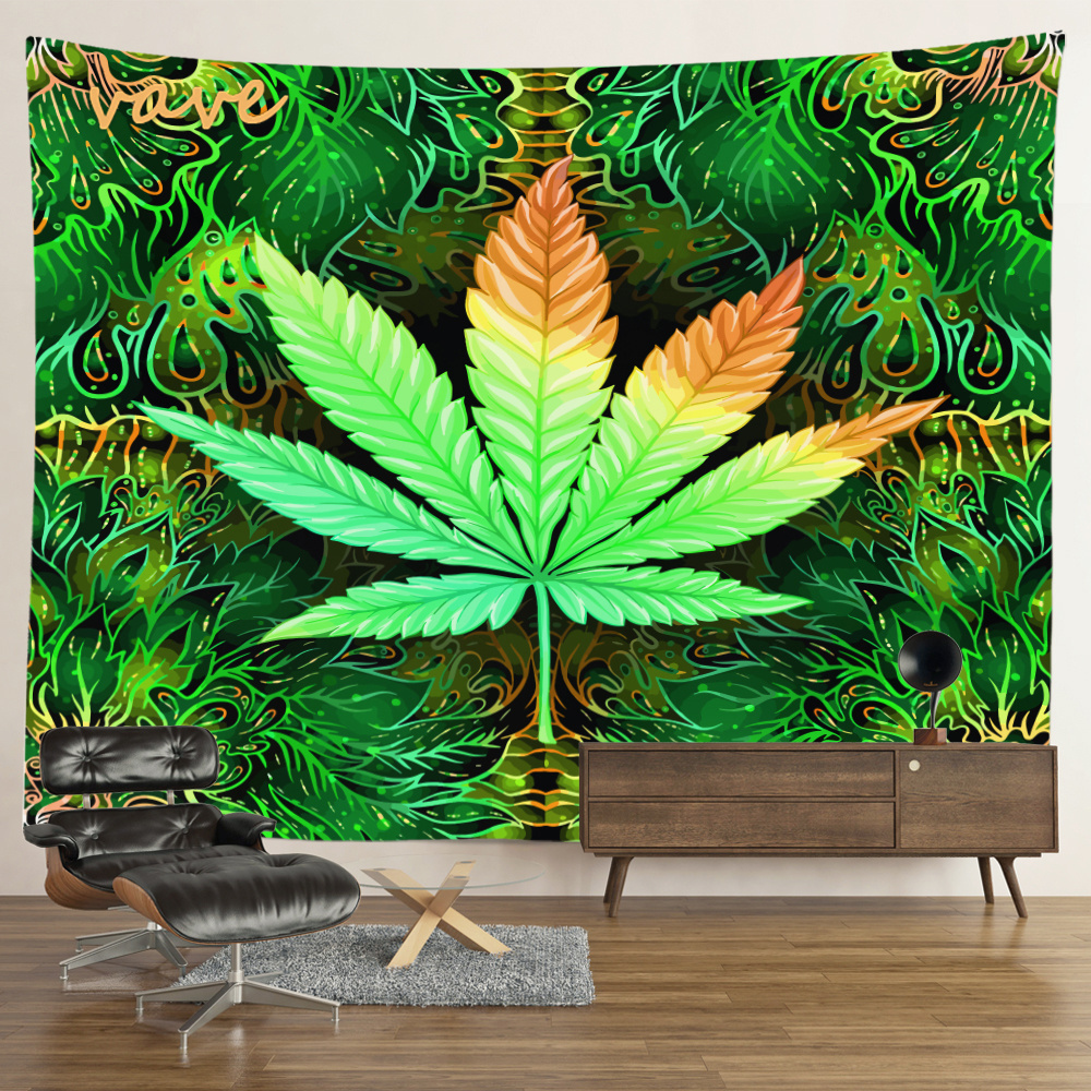 Hemp Leaf Wall Hanging Bedroom Tapestry Background Gossip Tapestries Hippie Wall Rugs Dorm Decor Tapestry Room Decor