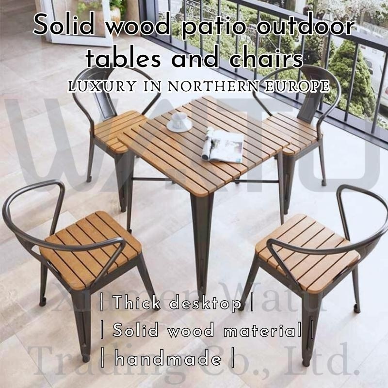 Outdoor Waterproof Plastic Wood Coffee Tea Table and Chairs Bistro Furniture Set Metal Iron Antique Farmhouse Garden Set Ltd.