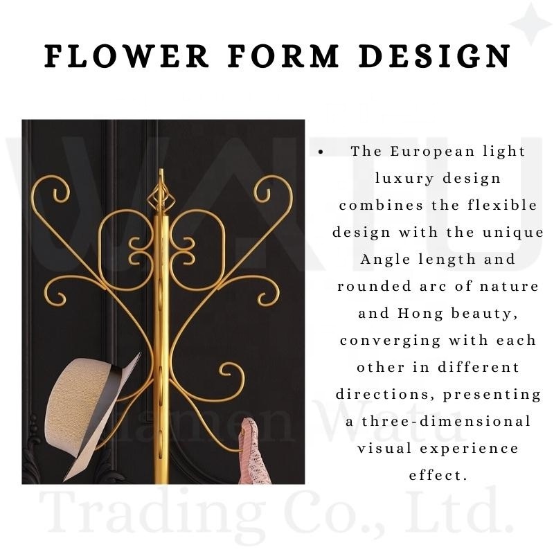 Newest modern elegant design  golden metal iron  free standing coat rack