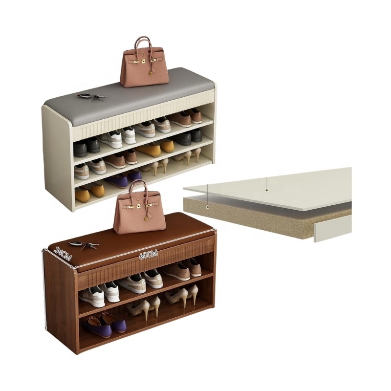 Cream style can sit in one soft bag cushion home door shoe change stool shoe rack shoe cabinet