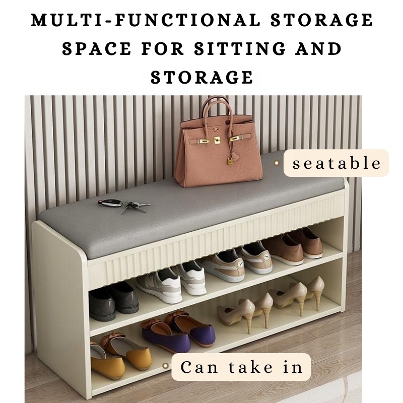 Cream style can sit in one soft bag cushion home door shoe change stool shoe rack shoe cabinet