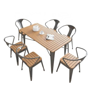 Outdoor Waterproof Plastic Wood Coffee Tea Table and Chairs Bistro Furniture Set Metal Iron Antique Farmhouse Garden Set Ltd.