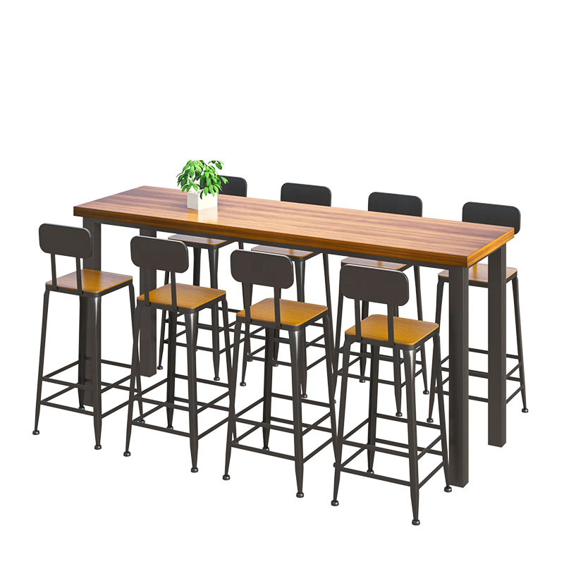 New Fashion Cafe Hotel Bar Furniture Solid Wooden Bar High Table General Used Restaurant Bar Counter Table and Chair Set