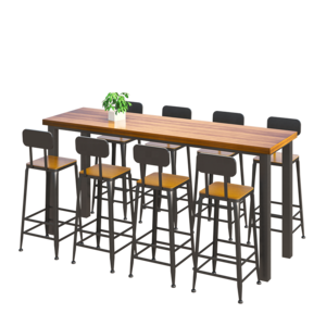 New Fashion Cafe Hotel Bar Furniture Solid Wooden Bar High Table General Used Restaurant Bar Counter Table and Chair Set