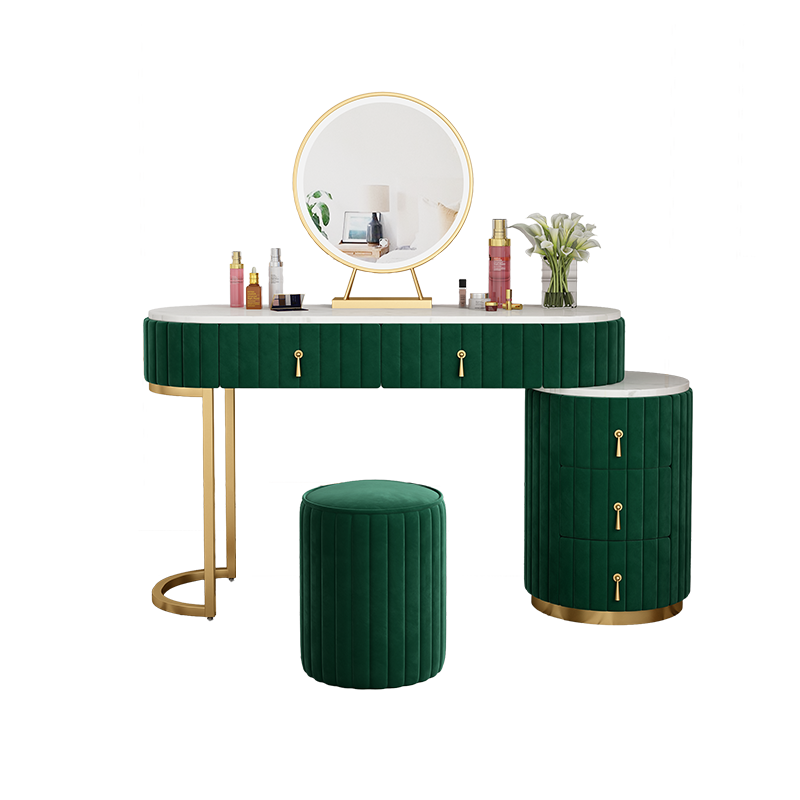 European USA Bedroom Furniture Set Dresser Make Up Vanity Dressing Table With LED Lighted Mirror