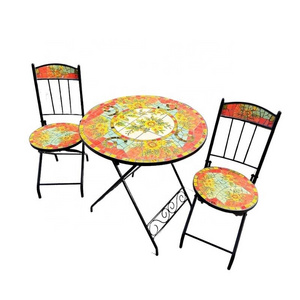 The latest summer and autumn pattern folding Mosaic portable convenient storage price of the people's table and chair set