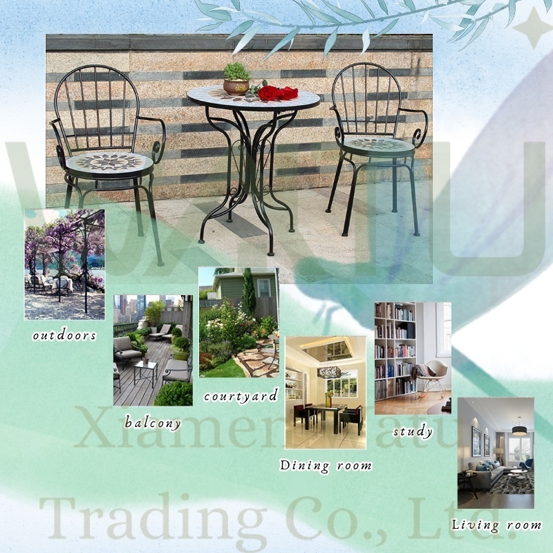 Handmade garden furniture 3 piece outdoor mosaic bistro set