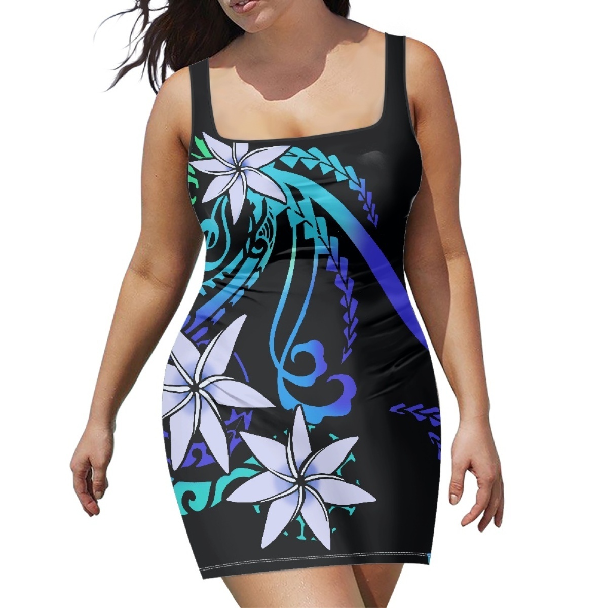 Print on Demand Wholesale High Quality Polynesian Clothing Plus Size Women's Dresses 2023 Tribal Plumerian Floral Dresses Women