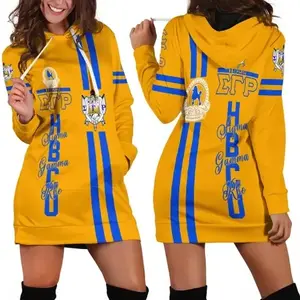 New Arrival Sigma Gamma Rho Hoodie Dress Wholesale High Quality Plus Size Hoodie Dress Customize Long Sleeve Dress with Hoodie