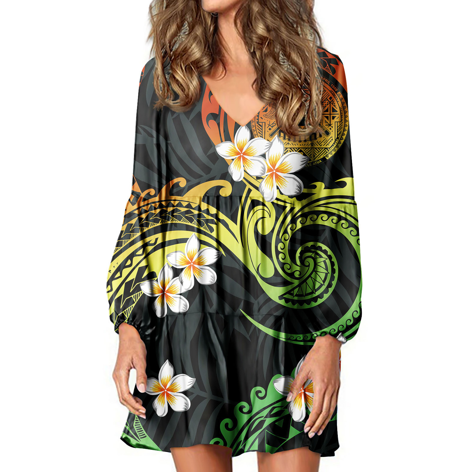 Floral Dress Women Black And White Polynesian Samoan Print Wholesale To Sell Bangkok Clothing 2021 Big Size Dresses New Arrivals