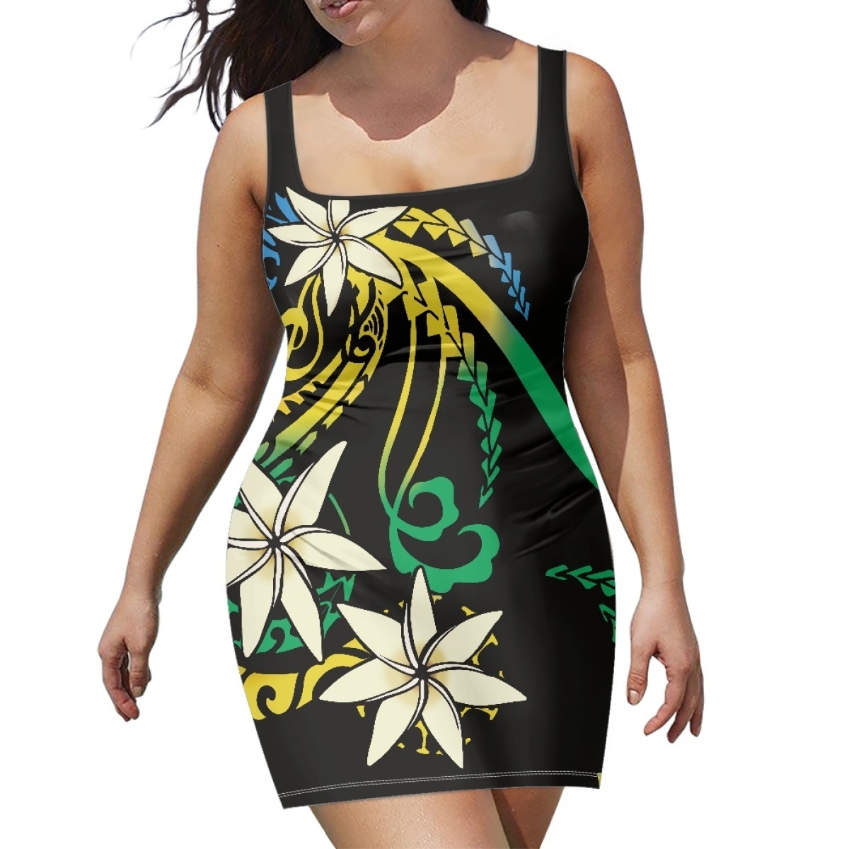 Print on Demand Wholesale High Quality Polynesian Clothing Plus Size Women's Dresses 2023 Tribal Plumerian Floral Dresses Women