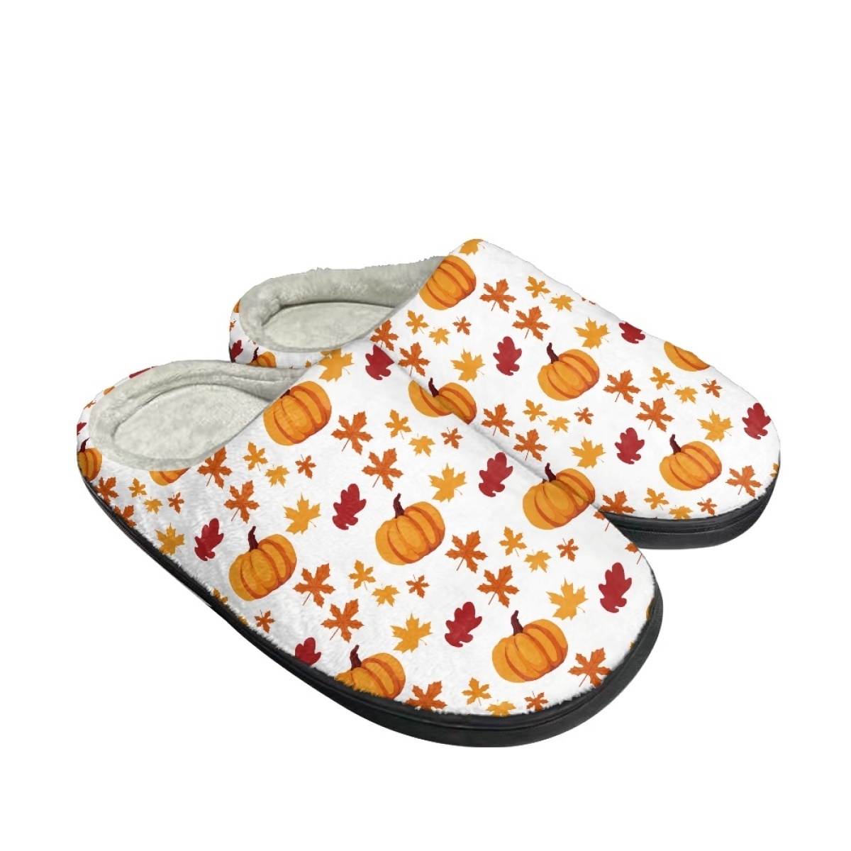 Bedroom Slippers For Women Halloween Pumpkin Pattern Design Winter Slippers For Women Warm Fleece Easy Wear Slippers For Women