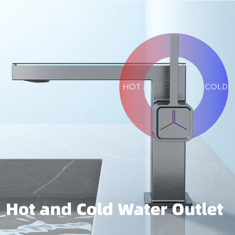 Smart Deck Mounted Hot Cold Water Mixer Tap Copper  Cream White Electric Bathroom Basin Faucet with Digital Temperature Display