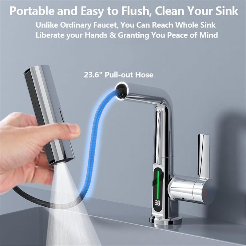 New Style High Quality Chinese Smart Modern Bathroom Hot and Cold Water Brass Rotating Faucet