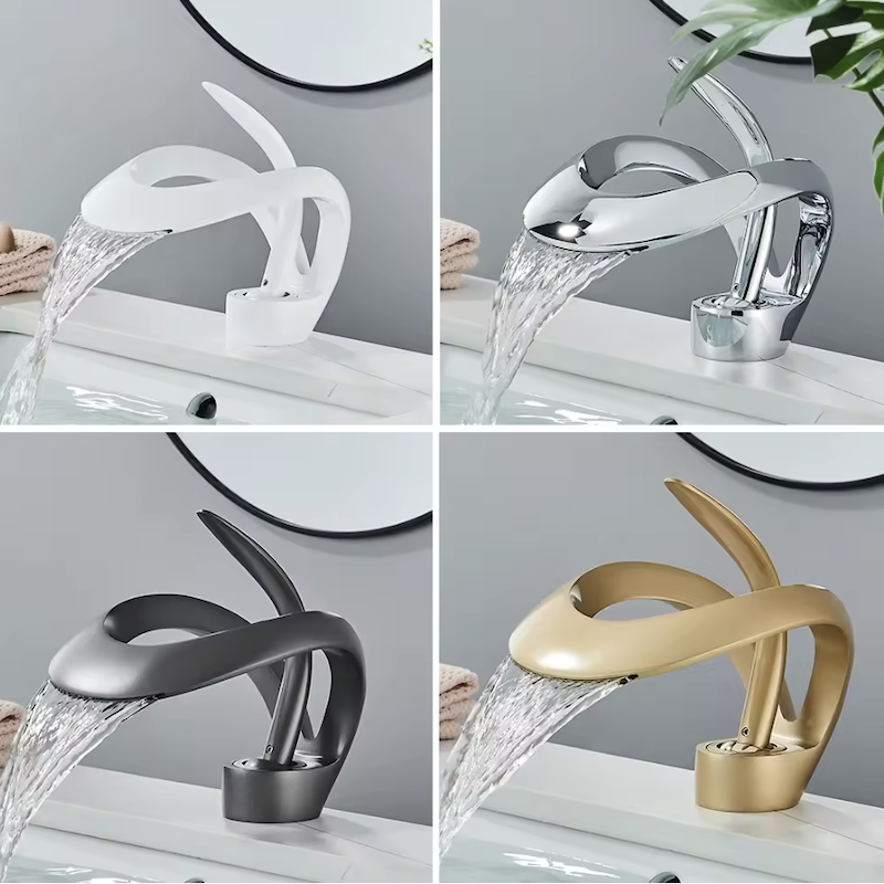 Waterfall Bathroom Faucet One Handle Basin Mixer Tap Hot Cold Faucet Single Hole desk Mount