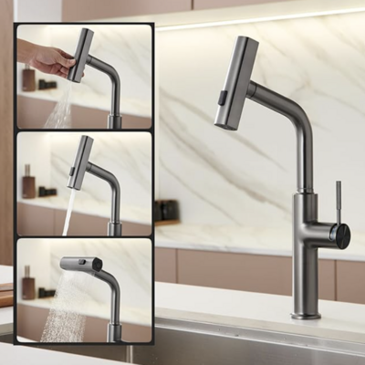 2024 New Design Kitchen Faucet Hot And Cold Water Tap Pull Down Pull Out Sink Mixer Faucet Kitchen Waterfall Faucet