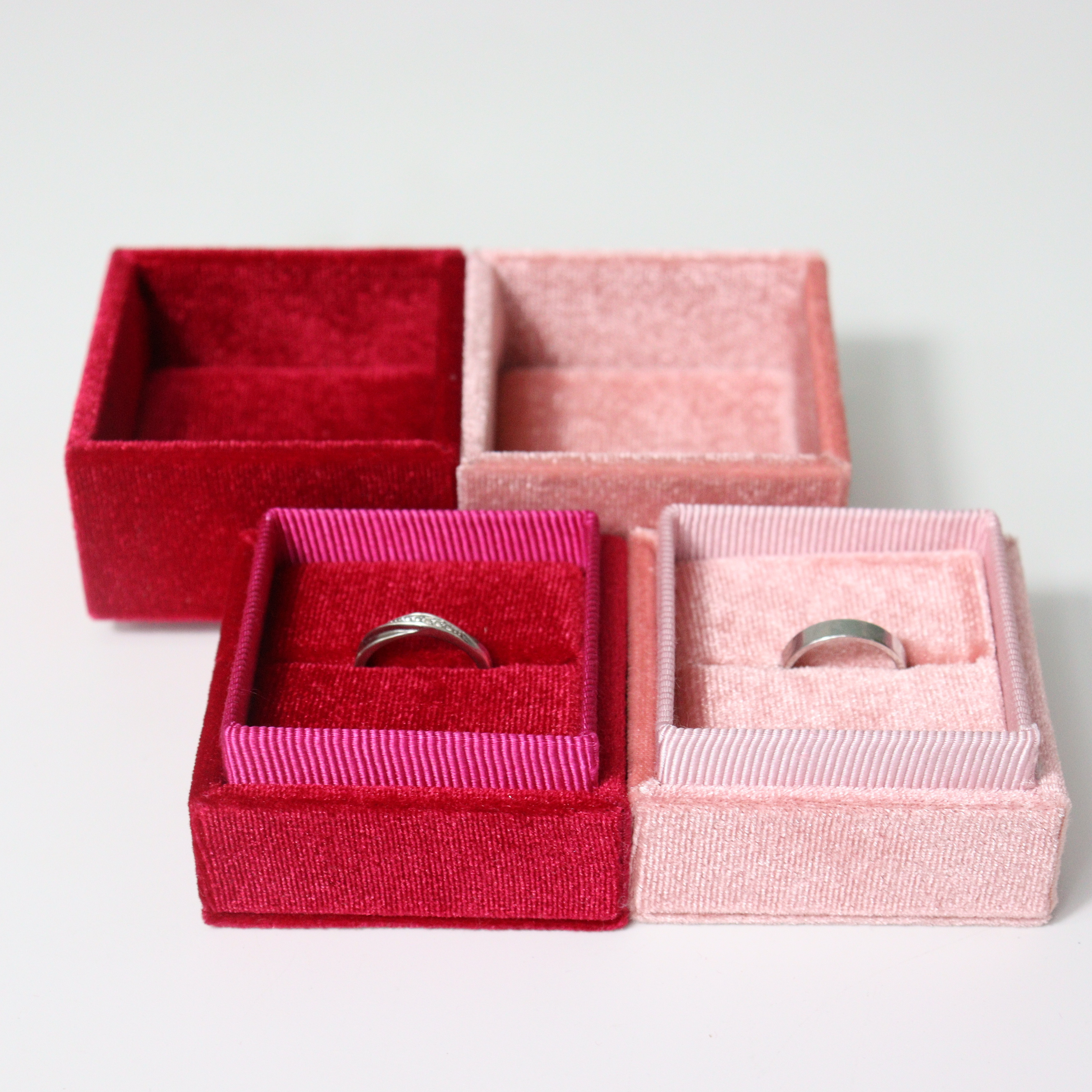 Wholesale square velvet jewelry custom wedding ring box packing mini boxing ring