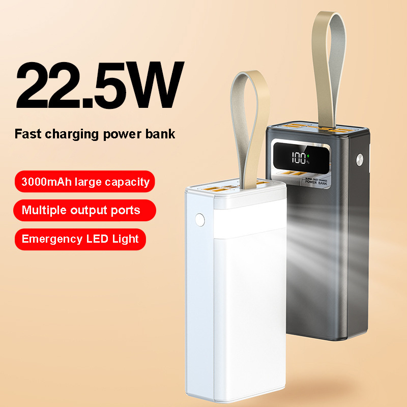 Large Capacity 22.5W 30000mAh 40000mAh 50000mAh 80000mAh Fast Charging Outdoor Power Bank Power Station With LED Light