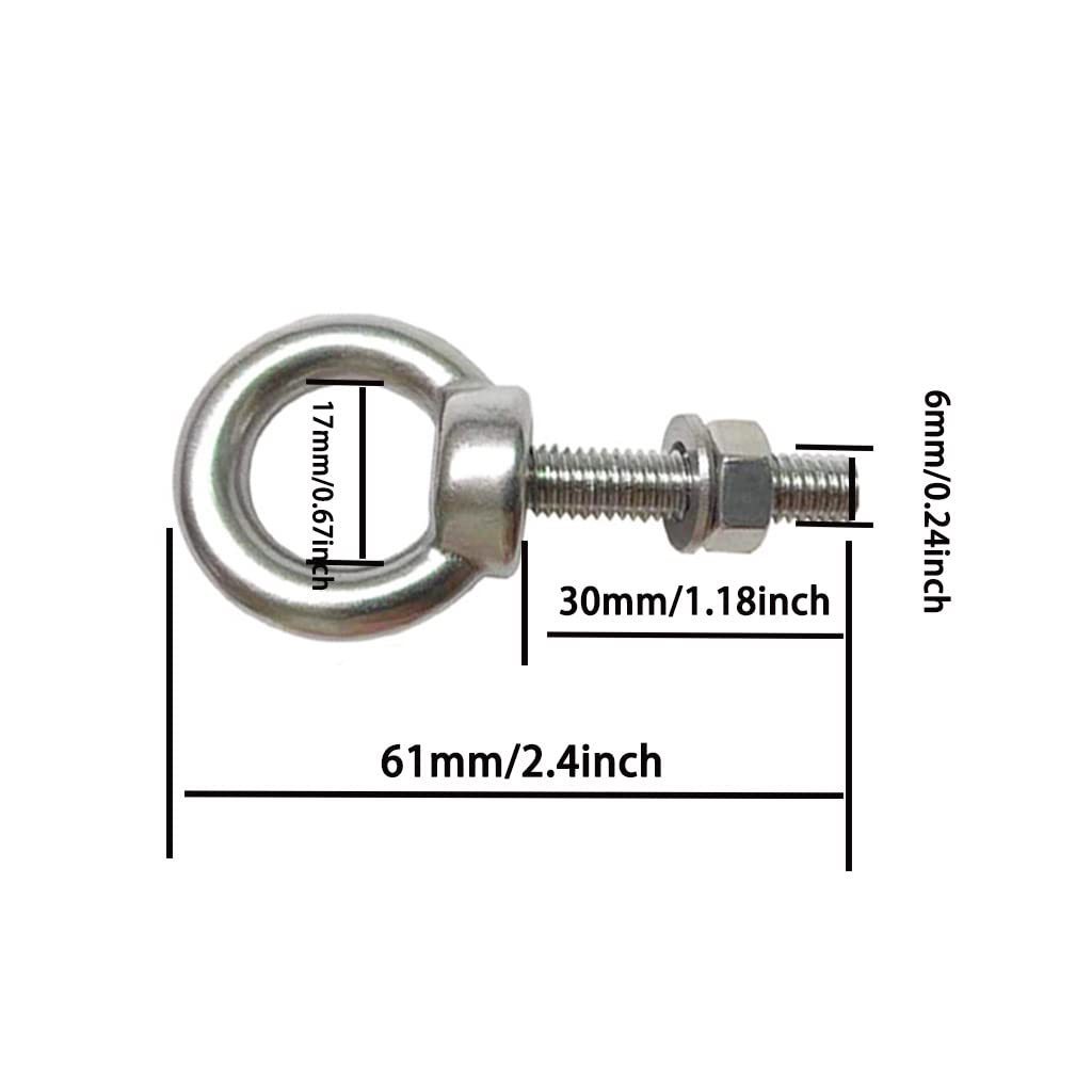 DIN580 DIN444 Stainless Steel Closed Shoulder Pattern Machinery Bent Lifting Swing Eye Bolts with Nuts M8