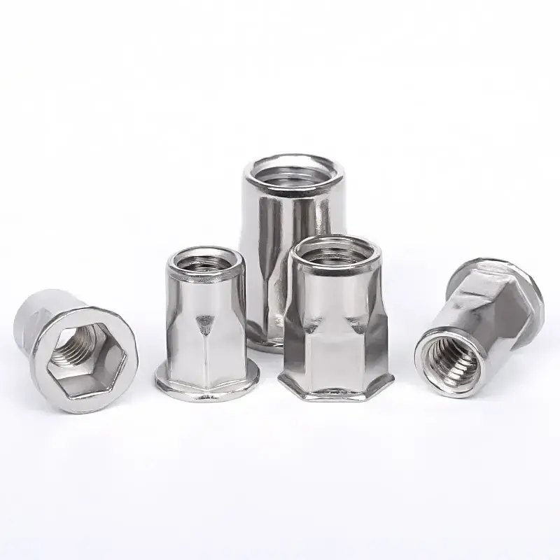 Custom M3 M4 M5 M6 M8 M10 M12 Flat Hex Head Stainless Steel Blind Rivet Nuts