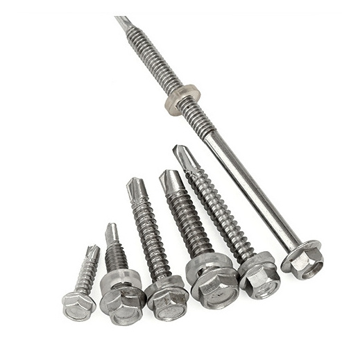 Metal Hexagonal Hex Head Flange Self Drilling Roofing Screws With Rubber Washer For Roof