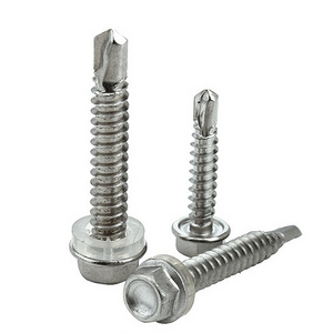 Metal Hexagonal Hex Head Flange Self Drilling Roofing Screws With Rubber Washer For Roof