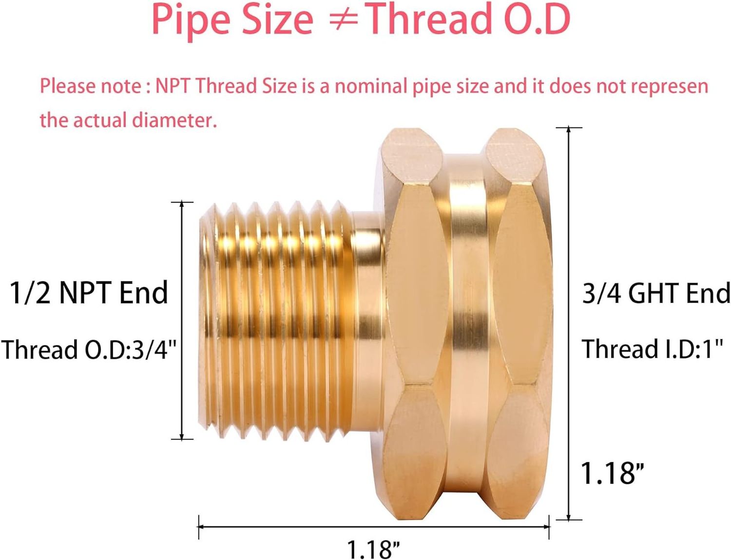 GHT to NPT Adapter Brass Fitting Brass Garden Hose to Pipe Fittings Connect