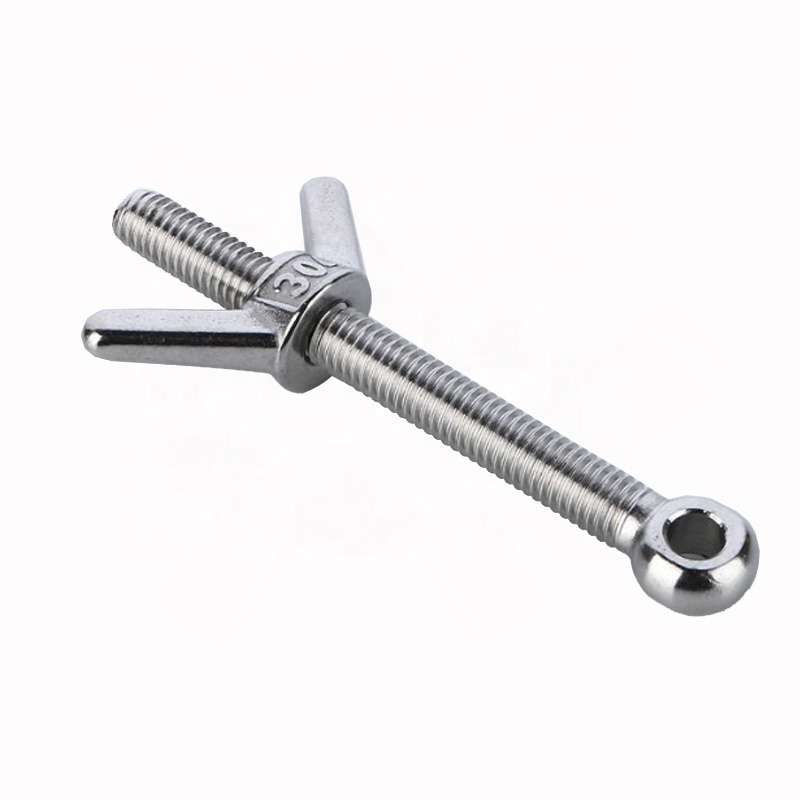 manufacturer GB798 304 stainless steel aluminum metal swivel articulated butterfly screws eye bolt with wing nut