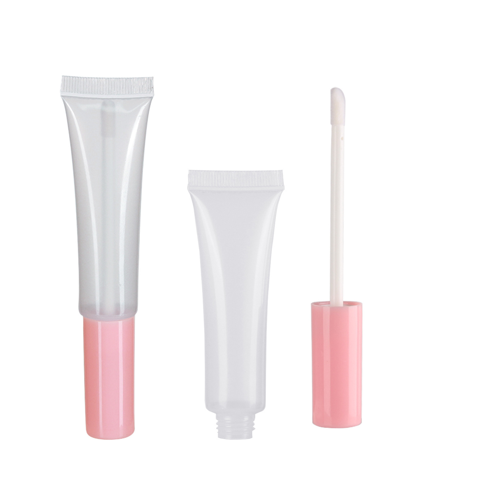 Custom logo 15ml empty lip gloss container soft lipgloss cosmetic packaging squeeze tube with wands