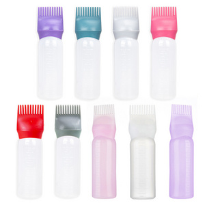 empty 6 oz Hair Oil Dispensing Salon Coloring Dye Comb Applicator squeeze Plastic Bottle with graduated scale