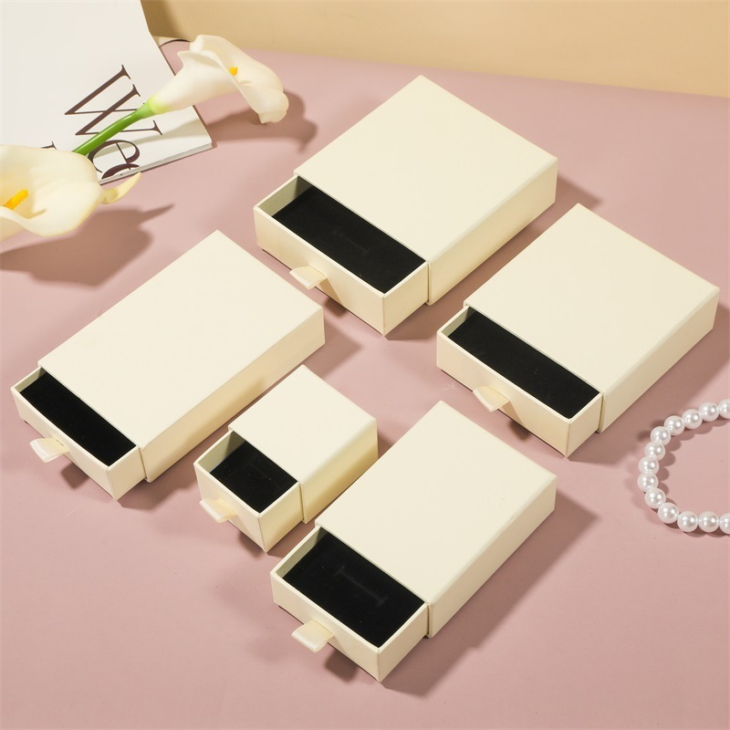 Jewelry Gift Bag Necklace Drawing Box Package Slide Drawer Jewelry Paper Box with Black Foam Jewelry Packaging