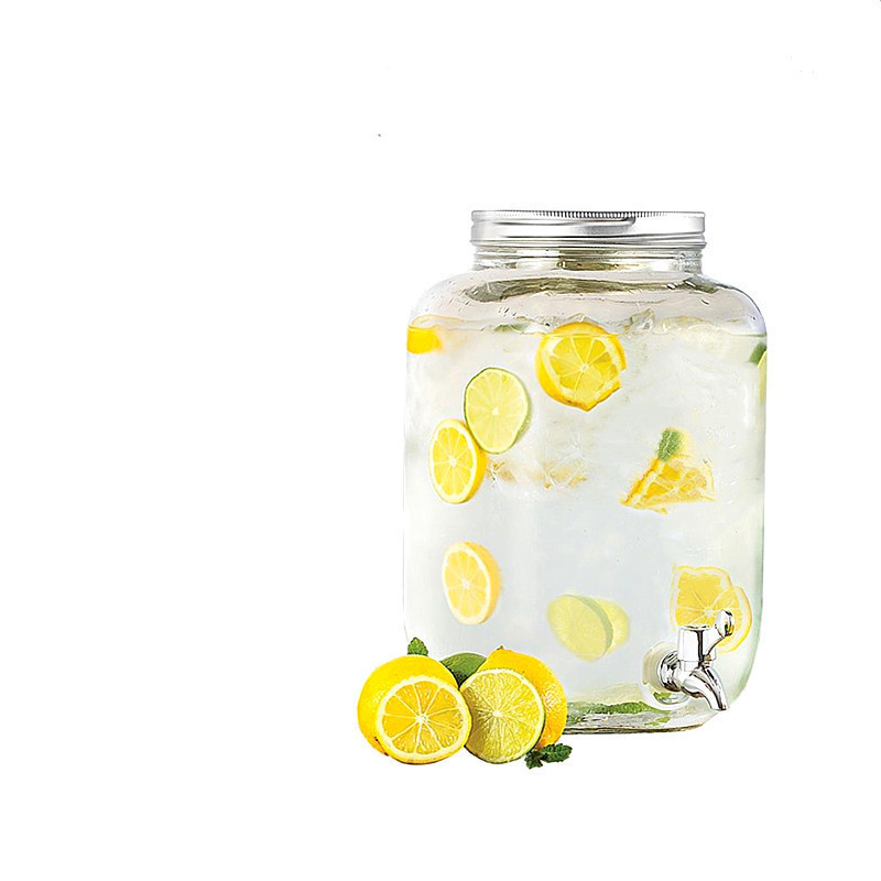 HOT Mason Jar Clear Glass Beverage Drink Juice Dispenser with Metal Lid