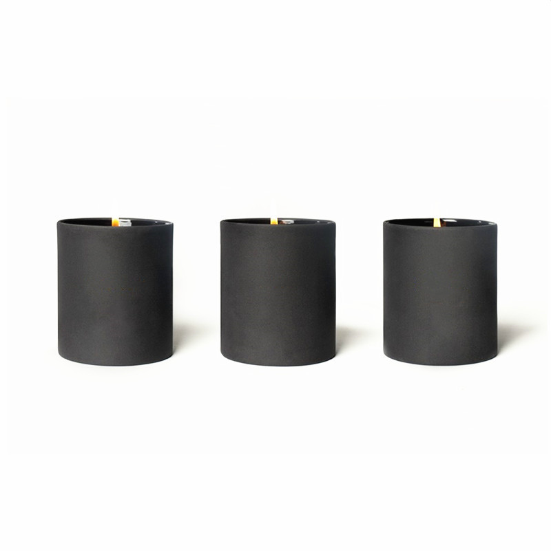 HOT Sale Recycled Unique Crystal glass black candle jars for candle