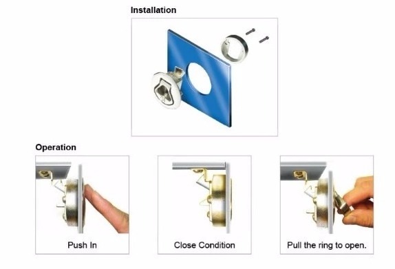 SS304 Flush Pull Latch 2 inch Handle Lift Slam for Boat Marine Deck Door Locker Hatch Cabinet Hardware