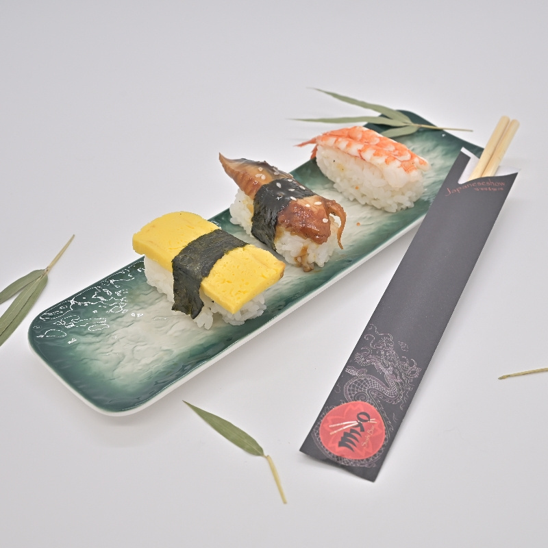 Best selling wholesale compostable customized logo semi wrapped sushi bamboo chopsticks