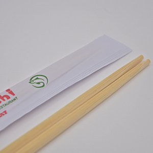 Disposable smooth premium chopsticks custom logo printed bamboo chopsticks with paper packaging