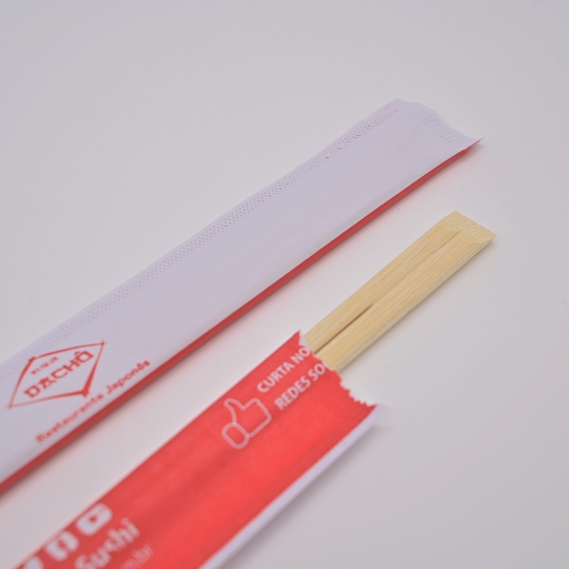 Disposable smooth premium chopsticks custom logo printed bamboo chopsticks with paper packaging