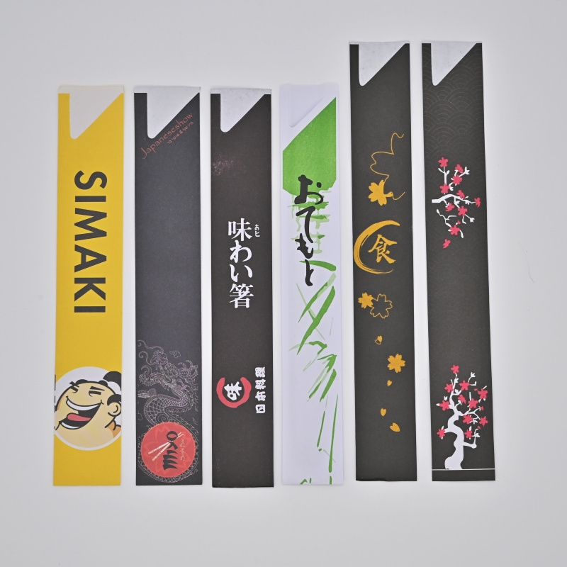 Best selling wholesale compostable customized logo semi wrapped sushi bamboo chopsticks