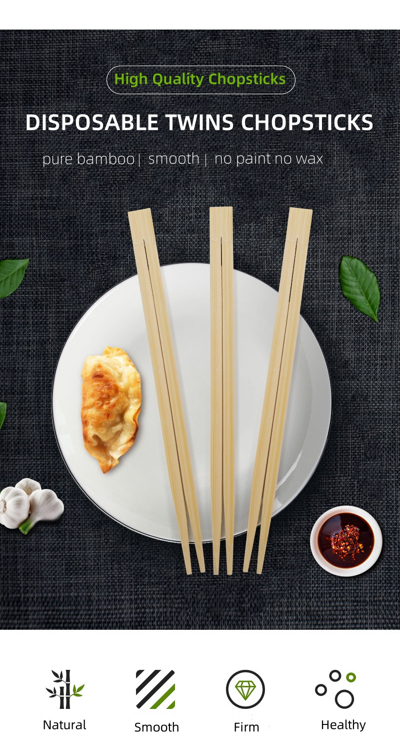 Disposable smooth premium chopsticks custom logo printed bamboo chopsticks with paper packaging