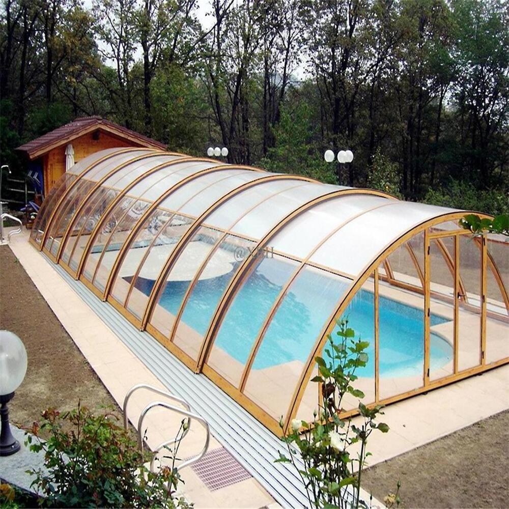 Factory direct sale swimming pool glass enclosure automatic air domes swiming dome windshield cover