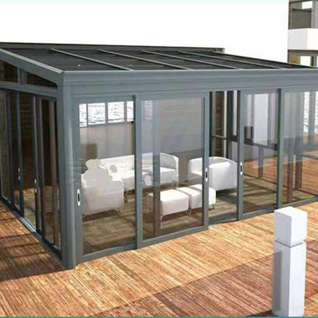 Modern french design small 4 season glass room winter garden house aluminum sunroom with folding door for outdoor backyard